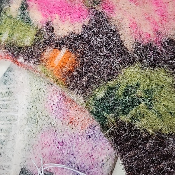 'By Anthropologie' Fuzzy Long Sleeve Floral Sweater - Picture 7 of 7